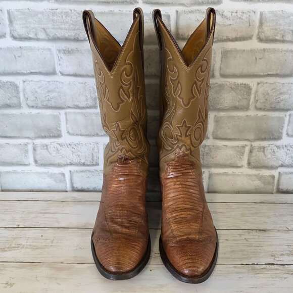 Justin Lizard Western Cowboy Boots Distressed Work Utility Mens 8 1/2 B - Picture 10 of 10